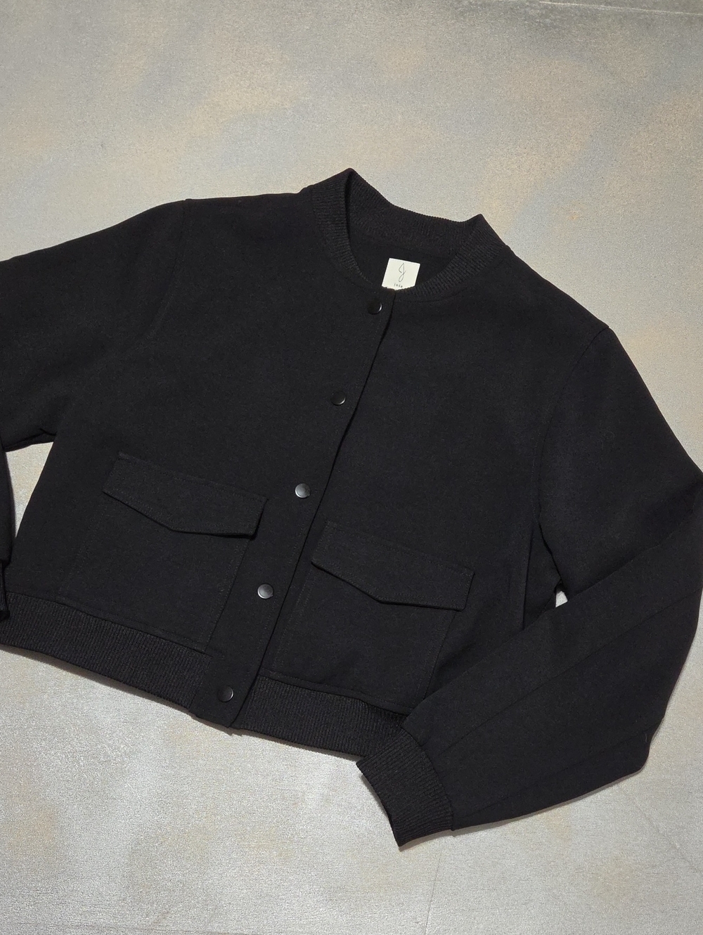 Joie Black Cropped Snap-Front Bomber Jacket Nwots